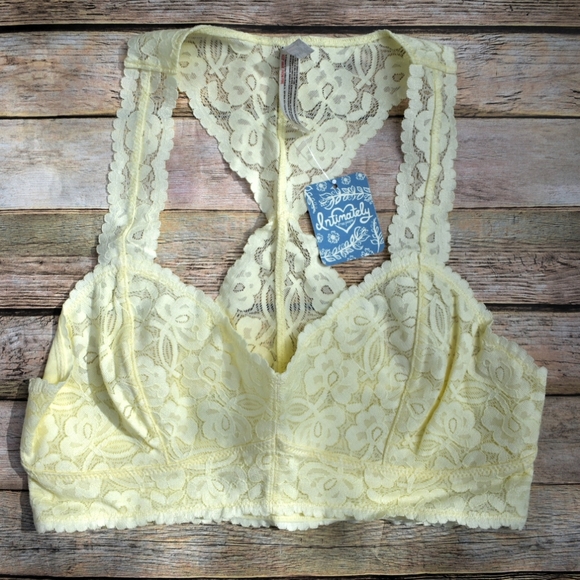 Free People Other - Free People Galloon Lace Racerback Bralette Lemon Yellow